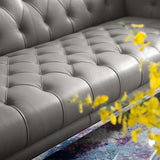 Idyll Tufted Button Upholstered Leather Chesterfield Sofa