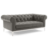 Idyll Tufted Button Upholstered Leather Chesterfield Sofa