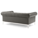 Idyll Tufted Button Upholstered Leather Chesterfield Sofa