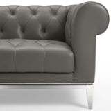 Idyll Tufted Button Upholstered Leather Chesterfield Sofa