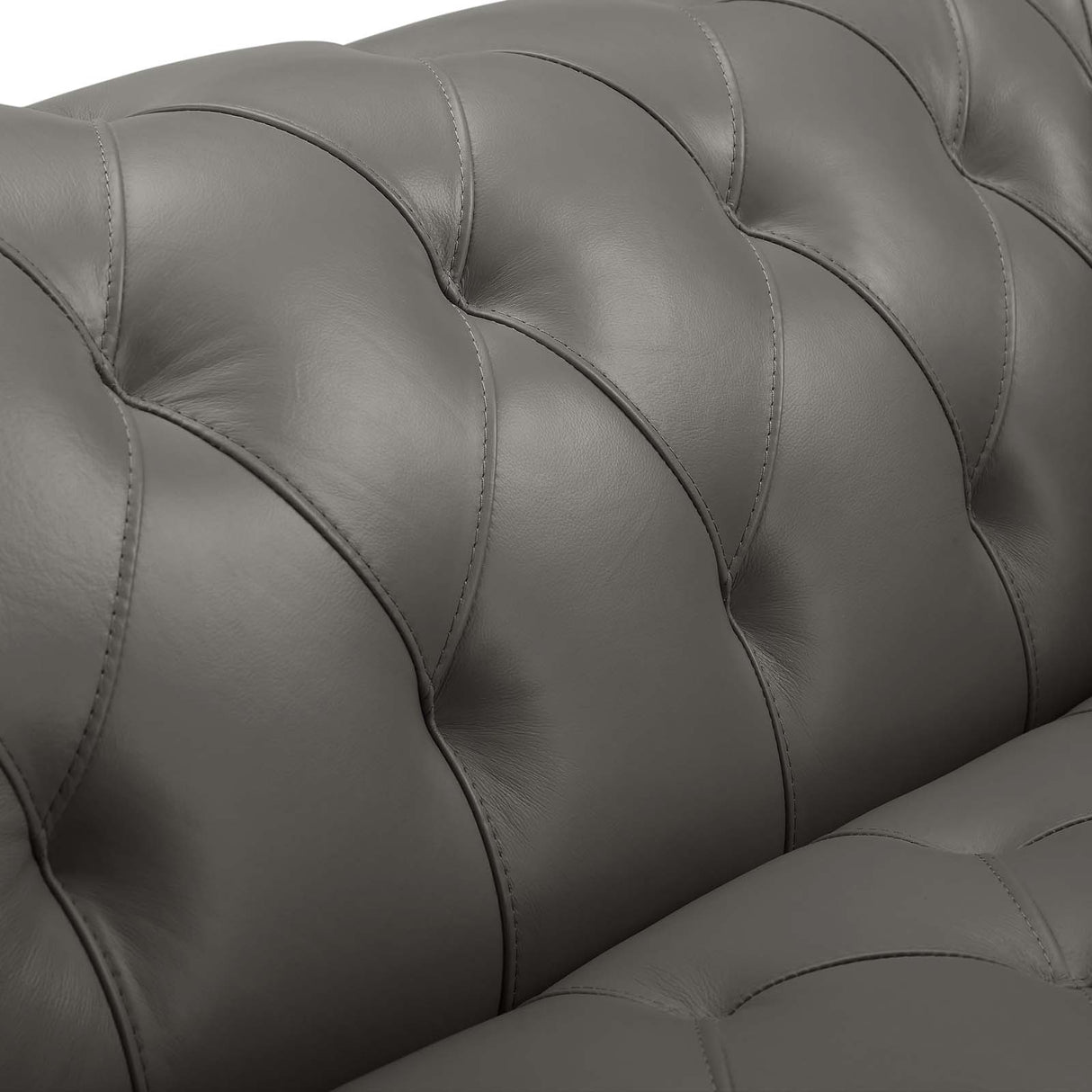 Idyll Tufted Button Upholstered Leather Chesterfield Sofa