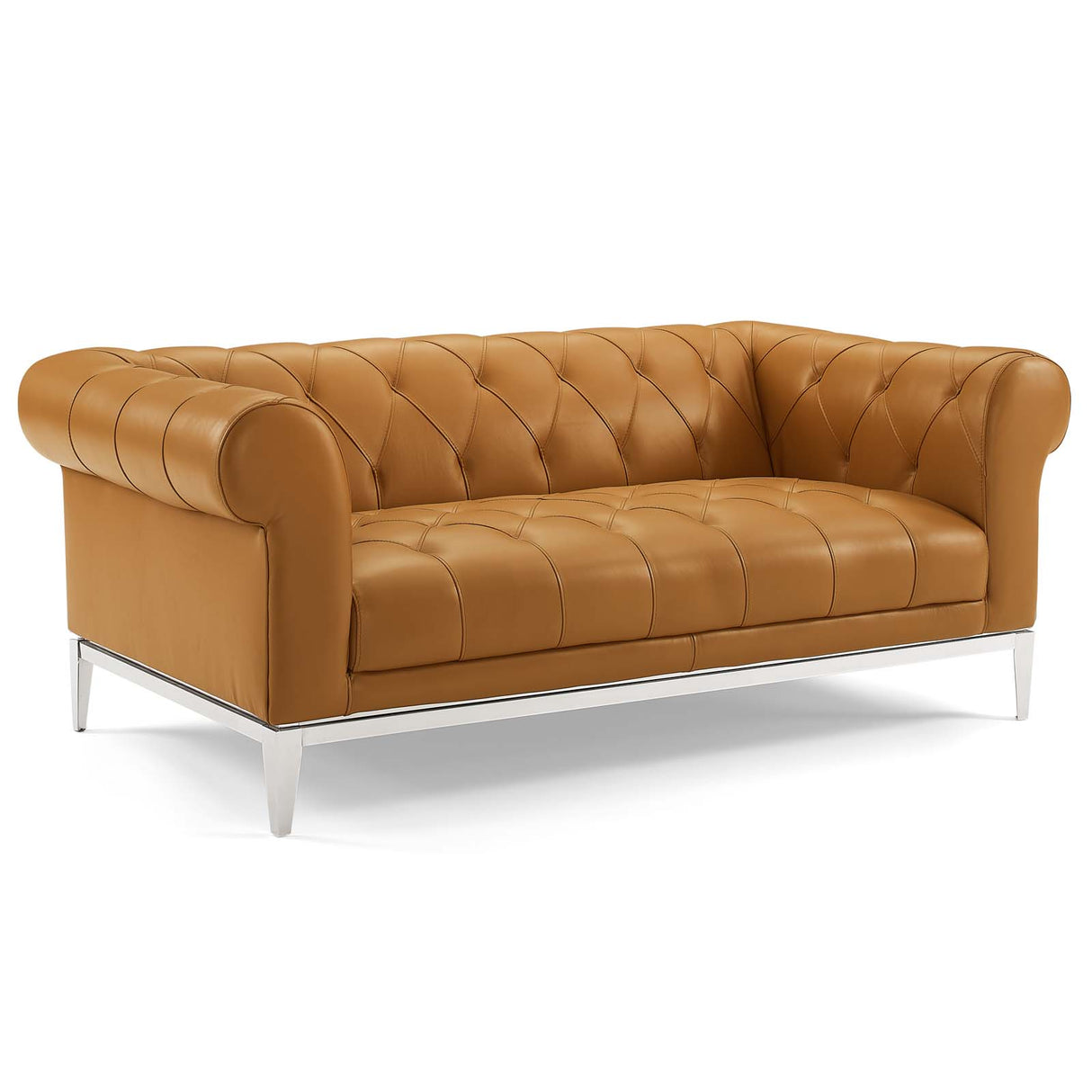 Idyll Tufted Button Upholstered Leather Chesterfield Sofa