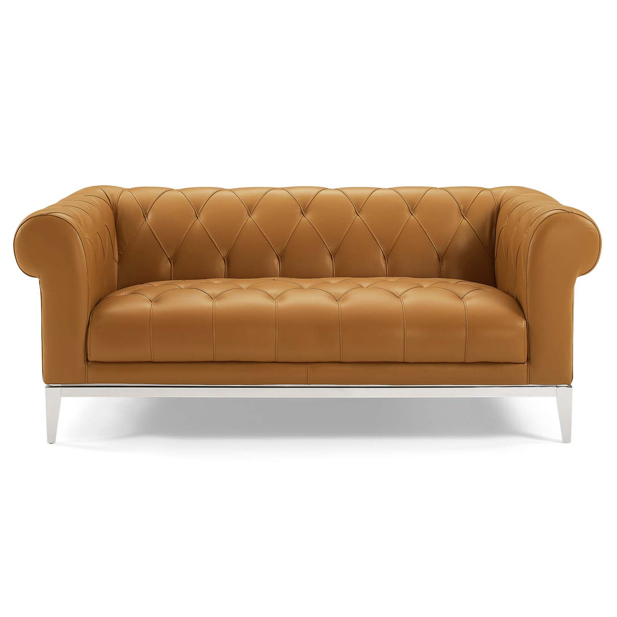 Idyll Tufted Button Upholstered Leather Chesterfield Sofa