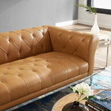 Idyll Tufted Button Upholstered Leather Chesterfield Sofa