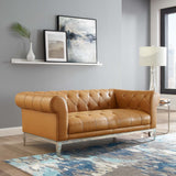 Idyll Tufted Button Upholstered Leather Chesterfield Sofa