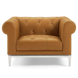 Idyll Tufted Button Upholstered Leather Chesterfield Armchair