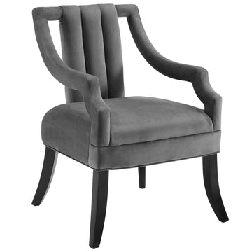 Harken Performance Velvet Accent Chair - Velvet Upholstered Chair With Channel Armrest