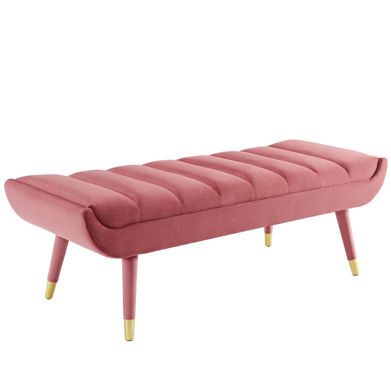 Modern Upholstered Performance Velvet Guess Channel Tufted Accent Bench - Sofa