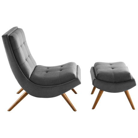 Ramp Upholstered Performance Velvet Lounge Chair and Ottoman Set - BUILDMYPLACE