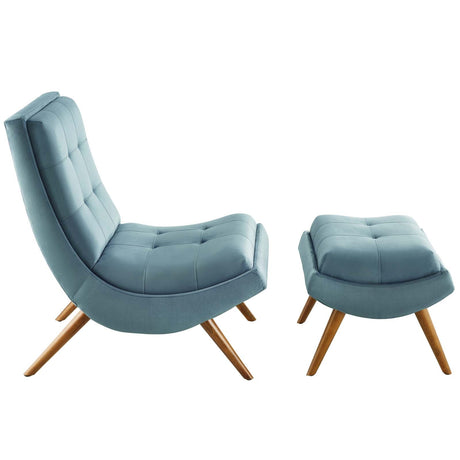 Ramp Upholstered Performance Velvet Lounge Chair and Ottoman Set - BUILDMYPLACE