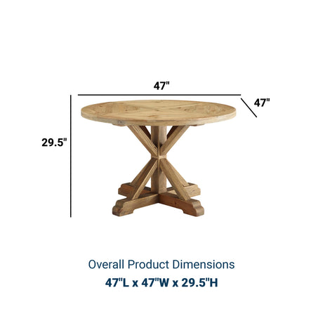 Stitch 47" Round Pine Wood Dining Table - Farmhouse Kitchen And Dining Room Table - BUILDMYPLACE