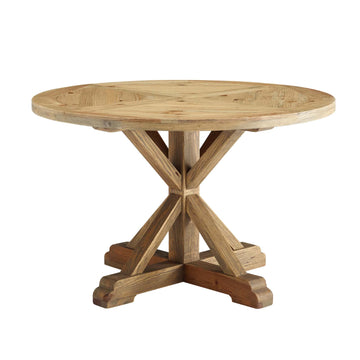 Stitch 47" Round Pine Wood Dining Table - Farmhouse Kitchen And Dining Room Table