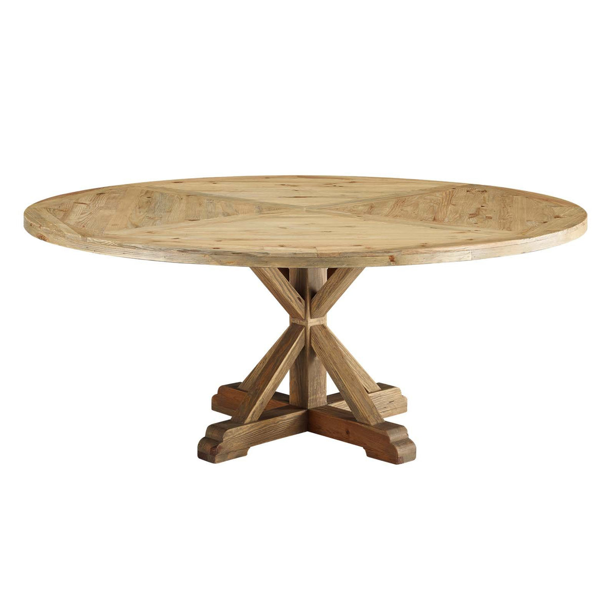 Stitch 71" Round Pine Wood Dining Table - Farmhouse Kitchen And Dining Room Table - BUILDMYPLACE