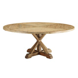 Stitch 71" Round Pine Wood Dining Table - Farmhouse Kitchen And Dining Room Table - BUILDMYPLACE