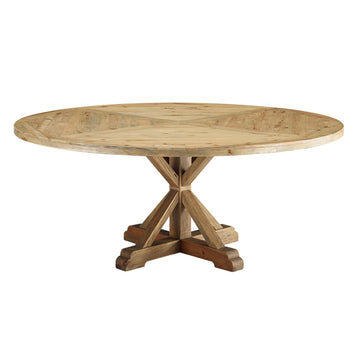 Stitch 71" Round Pine Wood Dining Table - Farmhouse Kitchen And Dining Room Table