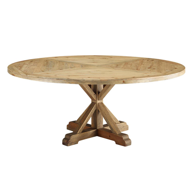 Stitch 71" Round Pine Wood Dining Table - Farmhouse Kitchen And Dining Room Table - BUILDMYPLACE