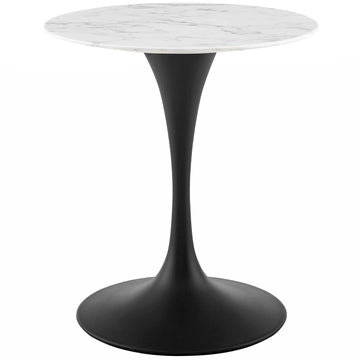 Lippa 28" Round Artificial Marble Dining Table - Metal Tapered Base Dining Table