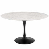 Lippa 54" Round Artificial Marble Dining Table - Indoor/Outdoor Dining Table Set - BUILDMYPLACE