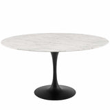 Lippa 60" Round Artificial Marble Dining Table - Ideal Indoor/Outdoor Patio Dining Furniture Set - BUILDMYPLACE