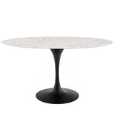 Lippa 60" Oval Shaped Artificial Marble Dining Table -  Kitchen And Dining Furniture Set - BUILDMYPLACE