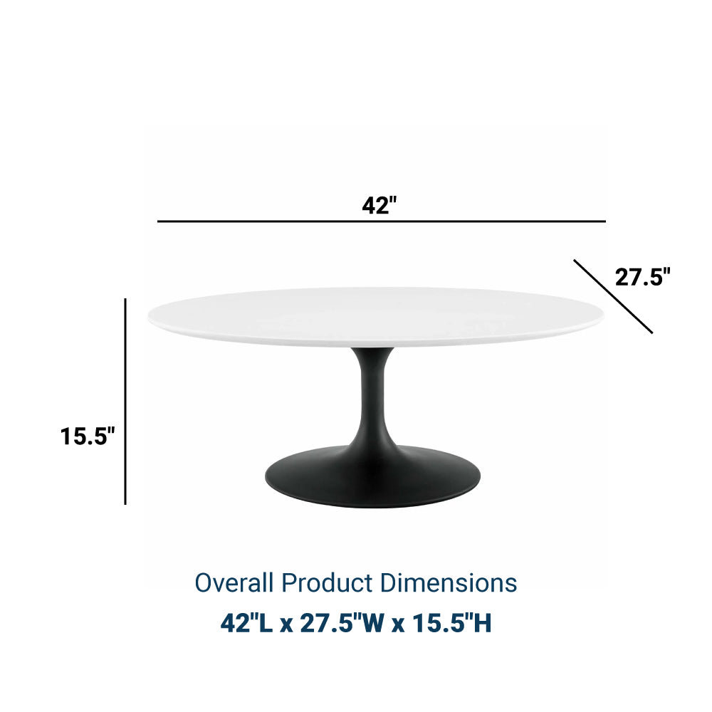 Lippa 42" Oval - Shaped Top Coffee Table - Wood Base Dining Table - BUILDMYPLACE