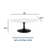 Lippa 42" Oval - Shaped Top Coffee Table - Wood Base Dining Table - BUILDMYPLACE