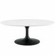 Lippa 42" Oval - Shaped Top Coffee Table - Wood Base Dining Table - BUILDMYPLACE