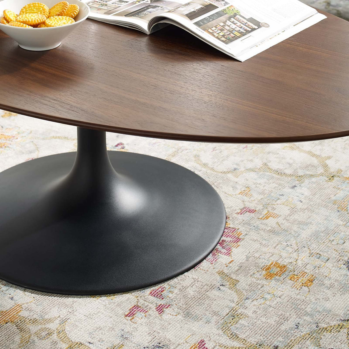 Lippa 48"Oval Top Coffee Table - Metal Tapered Base Dining Table