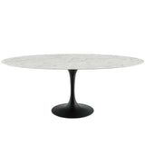 Lippa 78" Oval Artificial Marble Dining Table - Contemporary Modern Dining Table Set - BUILDMYPLACE