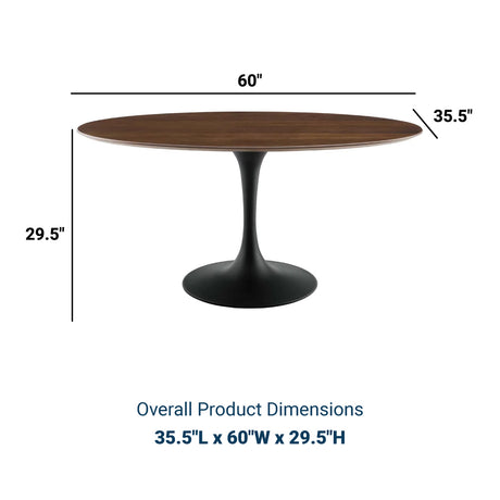 Lippa 60" Oval Top Dining Table in Walnut - Modern Dining Table Set - BUILDMYPLACE