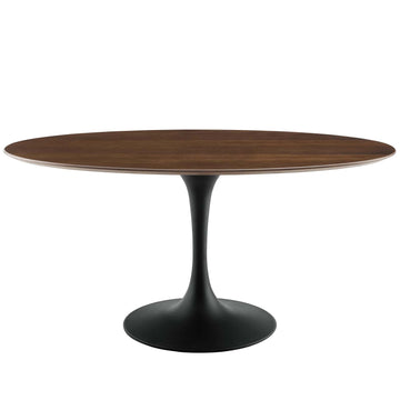 Lippa 60" Oval Top Dining Table in Walnut - Modern Dining Table Set