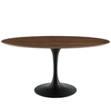 Lippa 60" Oval Top Dining Table in Walnut - Modern Dining Table Set - BUILDMYPLACE