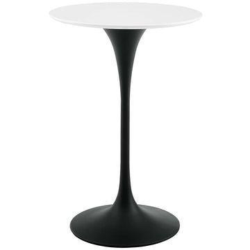 Lippa 28" Round Wood Bar Table In Black Stand