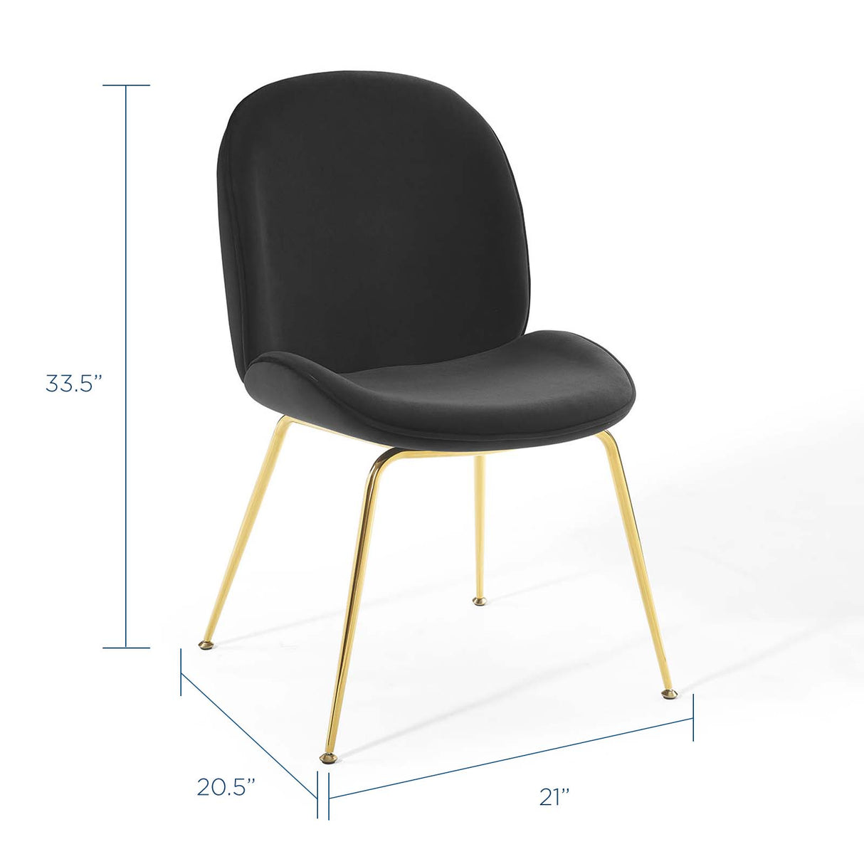 Scoop Gold Stainless Steel Leg Performance Velvet Dining Chair