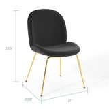 Scoop Gold Stainless Steel Leg Performance Velvet Dining Chair