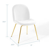 Scoop Gold Stainless Steel Leg Performance Velvet Dining Chair