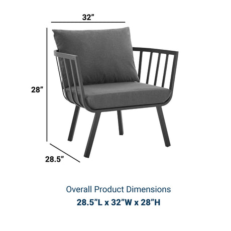 Riverside Outdoor Patio Aluminum Armchair - BUILDMYPLACE