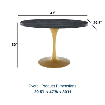 Drive 47" Oval Wood Top Dining Table in Black Gold