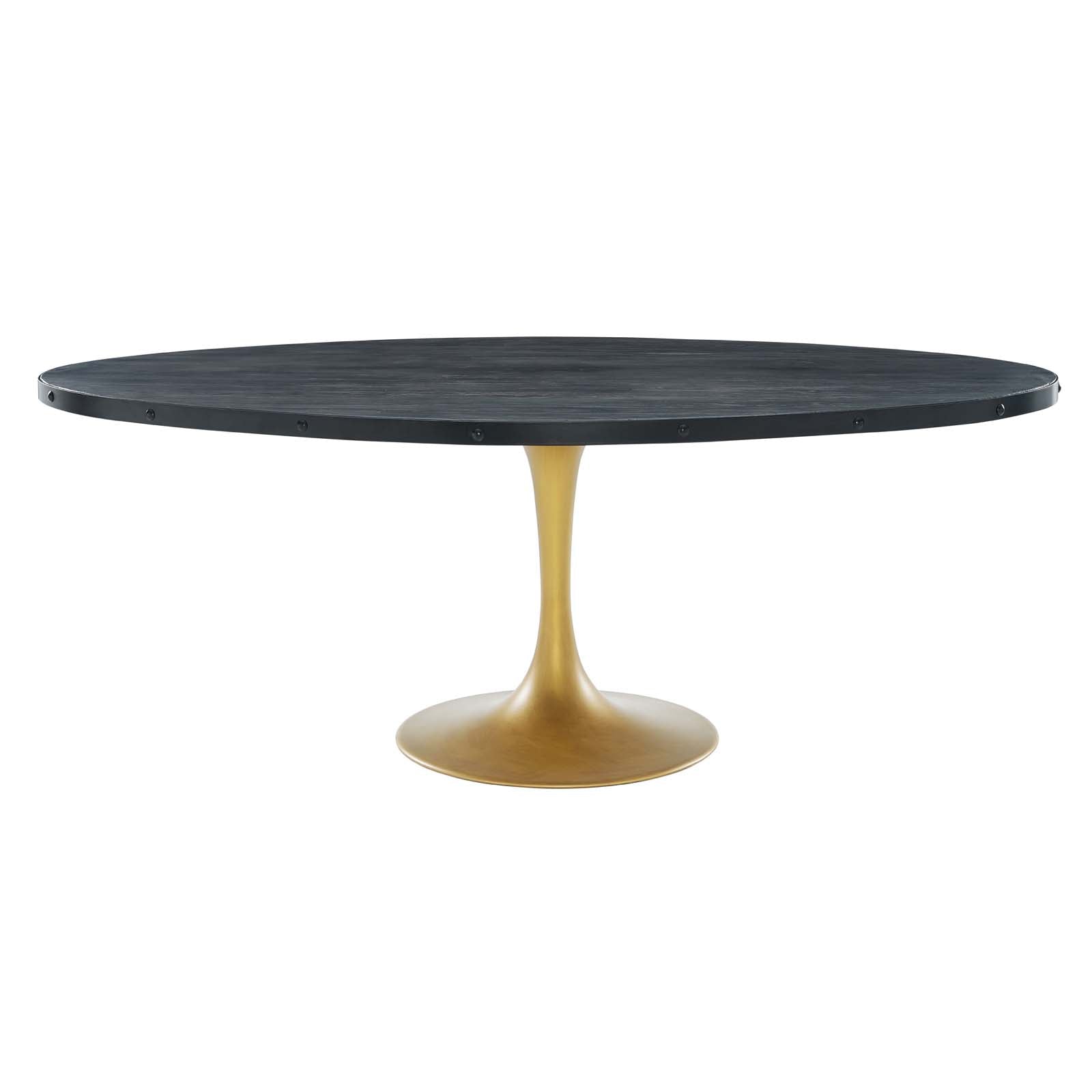 Drive 78" Oval Wood Top Dining Table In Black Gold
