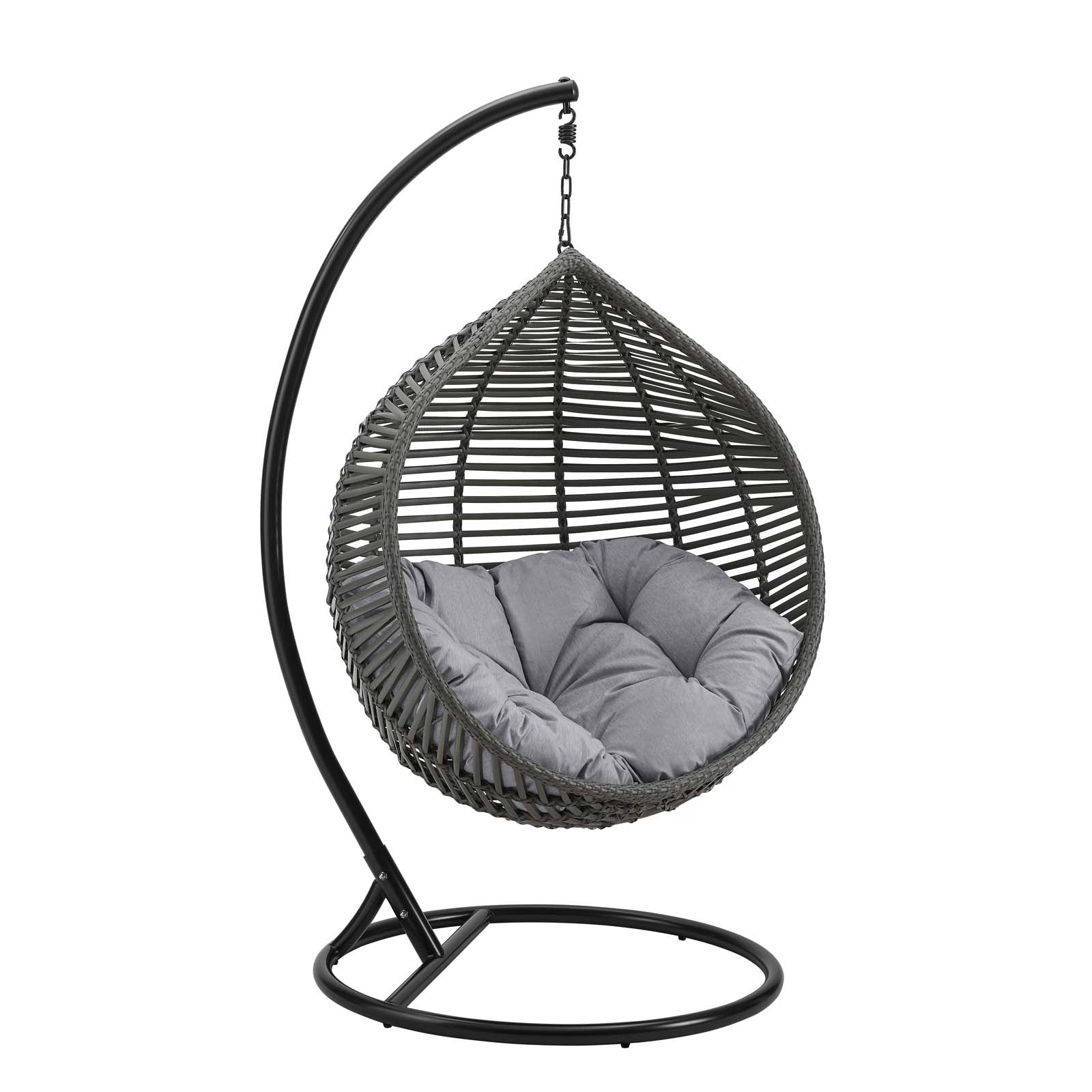 Hammock Net Swing Chair, Garner Teardrop Outdoor Patio Swing Chair in Gray Color - With 2 Seat Cushions