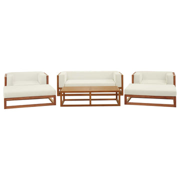 Newbury 6 Piece Outdoor Patio Premium Grade A Teak Wood Outdoor Furniture Set