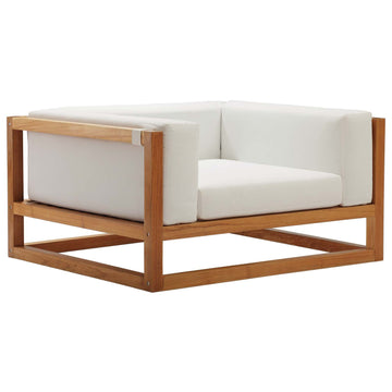 Newbury 4 Piece Outdoor Patio Premium Grade A Teak Wood Set With Ottoman With Armrest Ottoman In Natural
