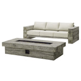 Manteo Rustic Coastal Outdoor Patio Sofa and Fire Pit Set