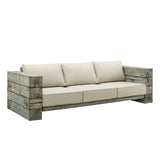 Manteo Rustic Coastal Outdoor Patio Sofa and Fire Pit Set