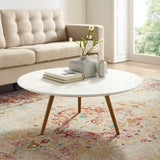 Lippa 36" Round Oval Top Coffee Table - Wood Tapered Base Dining Table - BUILDMYPLACE
