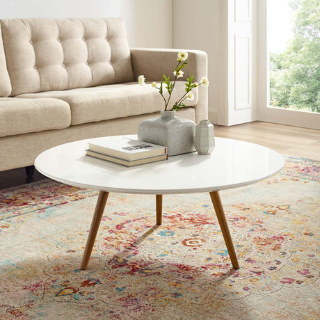 Lippa 36" Round Oval Top Coffee Table - Wood Tapered Base Dining Table - BUILDMYPLACE