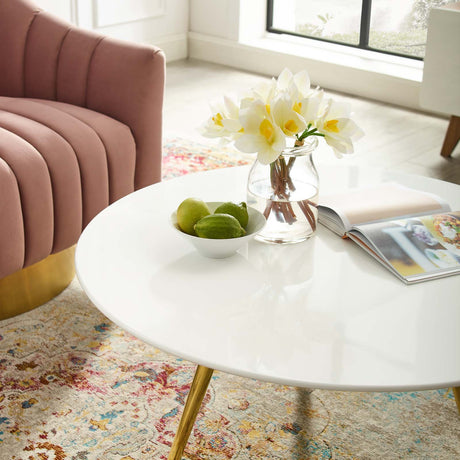 Lippa 36" Round Oval Top Coffee Table - Wood Tapered Base Dining Table - BUILDMYPLACE