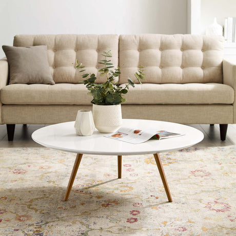 Lippa 40" Round Artifical Top Coffee Table - Wood Tapered Base Dining Table - BUILDMYPLACE