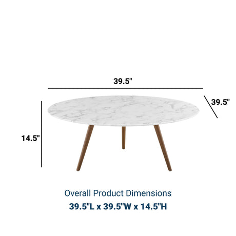 Lippa 40" Round Artifical Top Coffee Table - Wood Tapered Base Dining Table - BUILDMYPLACE
