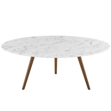 Lippa 40" Round Artifical Top Coffee Table - Wood Tapered Base Dining Table - BUILDMYPLACE
